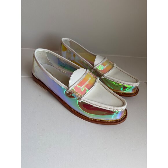 G.H. Bass Shoes - New G.H. Bass Whitney Weejuns Loafers White Leather Iridescent Women's Size 10